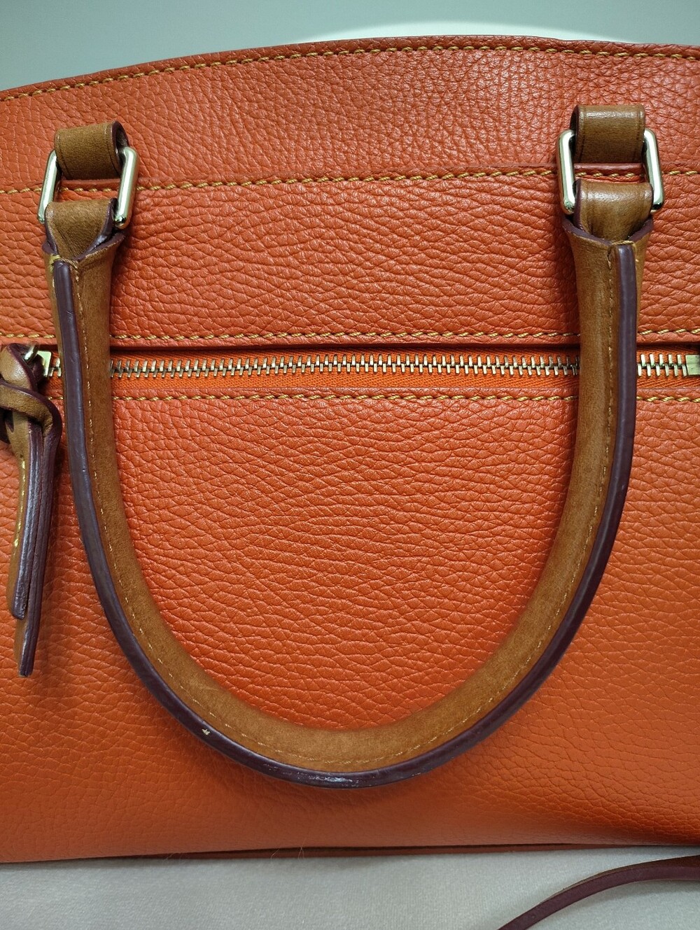 Dooney&Bourke Orange Pebble Grain Leather Blair Bag Satchel EUC - Picture 14 of 16